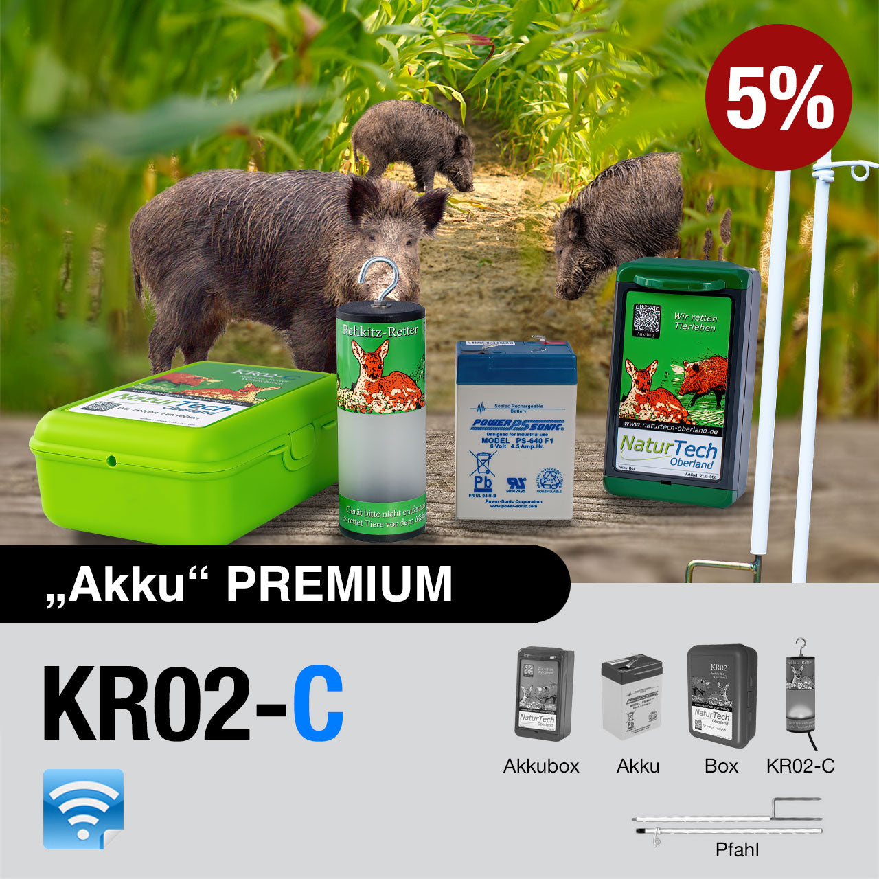 Rehkitz-Retter/Wildschreck KR02-C "Akku" PREMIUM (Connect)