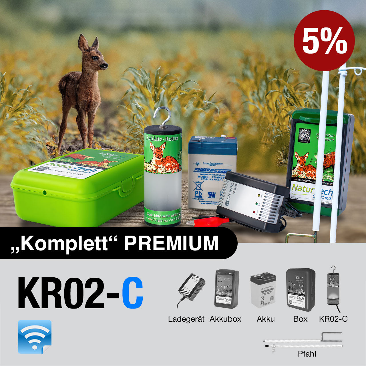 Rehkitz-Retter/Wildschreck KR02-C "Komplett" PREMIUM (Connect)